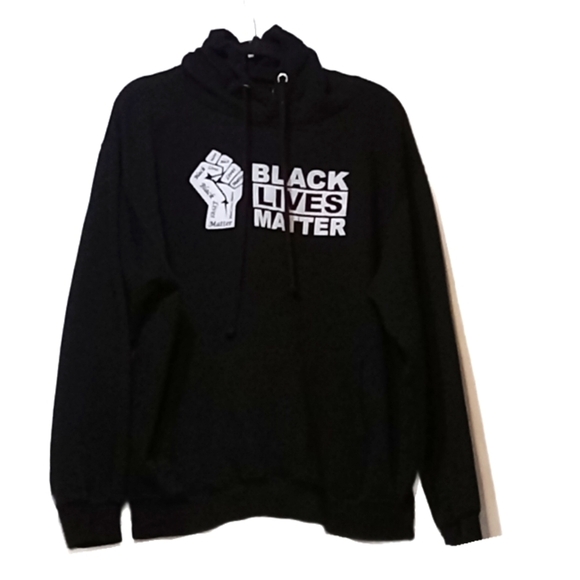 GemRock Fleece Skater Hoodie BLM PullOver M XL Streetwear Black White Grunge - Picture 1 of 10